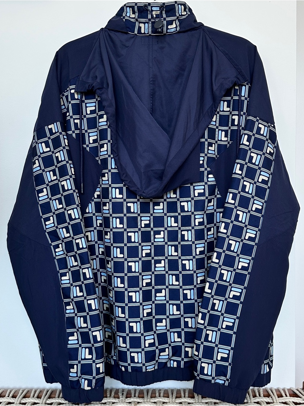 Fila Men’s Navy Geometric Print Windbreaker Jacket